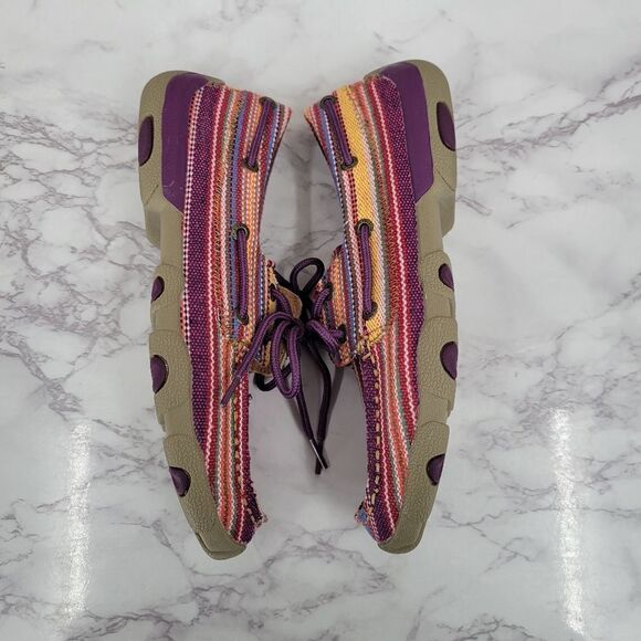 Twisted X Serape Purple Canvas Boat Shoe Driving Moccasins LIKE NEW - Picture 5 of 9